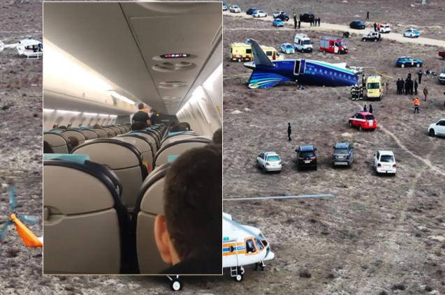 Qəzaya uğrayan AZAL təyyarəsinin içindən heç yerdə görmədiyiniz KADRLAR - Hökümə Əliyeva son dəfə sərnişinləri salamlayır