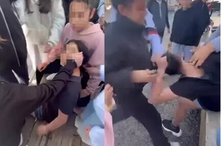 Kiçik qız 11 şagirdin hücumuna məruz qaldı - VİDEO