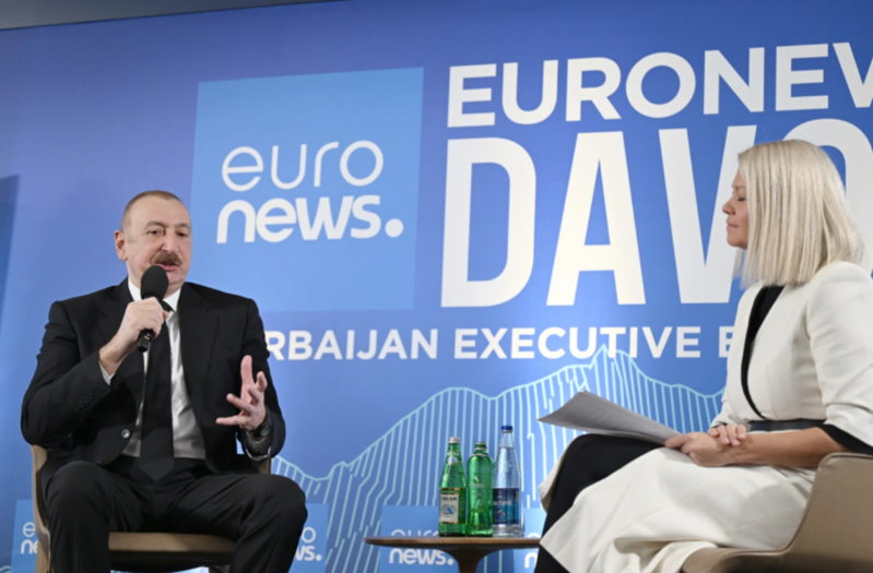 İlham Əliyev Davosda "Euronews" televiziyasına müsahibə verib