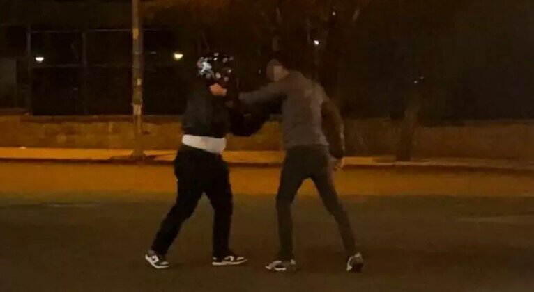 Tıxacın ortasında dava düşdü - VİDEO