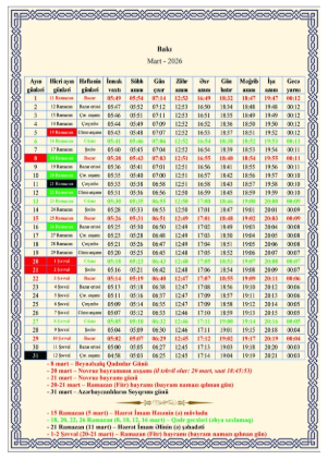 Ramazan ayı nə vaxtdan başlayır? - TƏQVİM