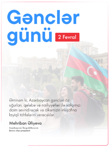 Mehriban Əliyeva Gənclər Günü münasibətilə paylaşım etdi
