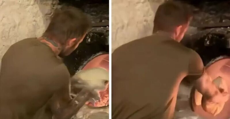 Dünyaca məşhur futbolçu kababçıda təndir çörəyi bişirdi - VİDEO