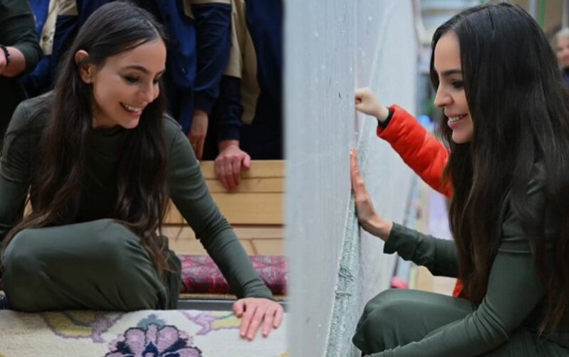 Leyla Əliyevadan tarixi xalçaya ilmələr - Video