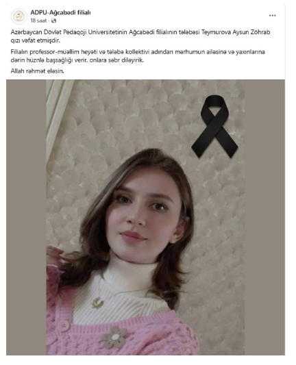 Azərbaycanda tələbə vəfat etdi - SƏBƏB açıqlandı