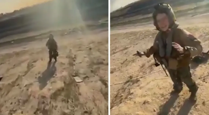 Vurulan hərbi təyyarədən xilas olan ABŞ əsgərinin yanına qaçdı, təşəkkür etdi - VİDEO