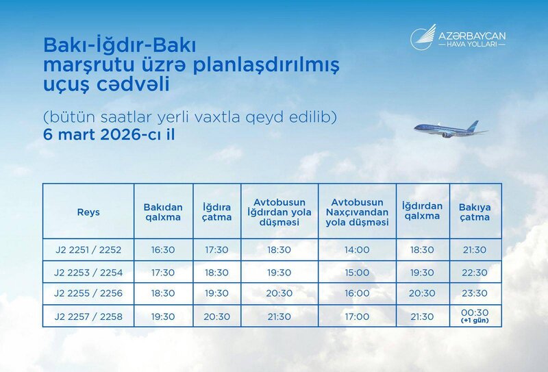 AZAL Bakıdan İğdıra reyslər təşkil etdi