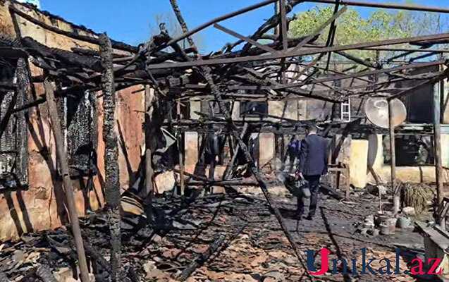 Masallıda baba və nəvə yanaraq öldü - Fotolar