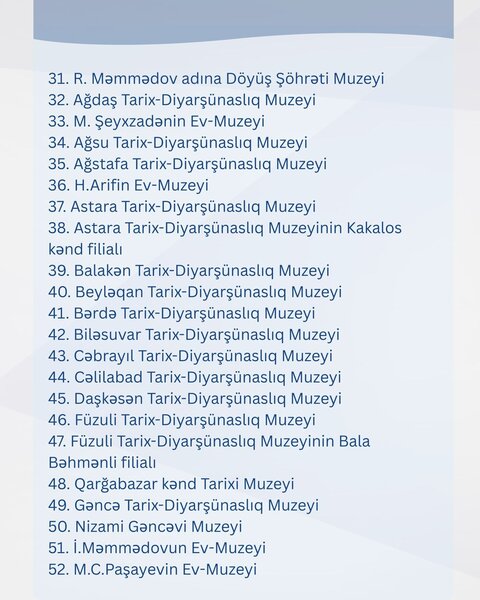 Mayın 18-i muzeylərə pulsuz gedə bilərsiniz