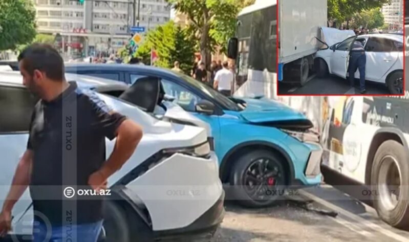 Bakıda zəncirvari qəza: Xəsarət alan var - FOTO - VİDEO