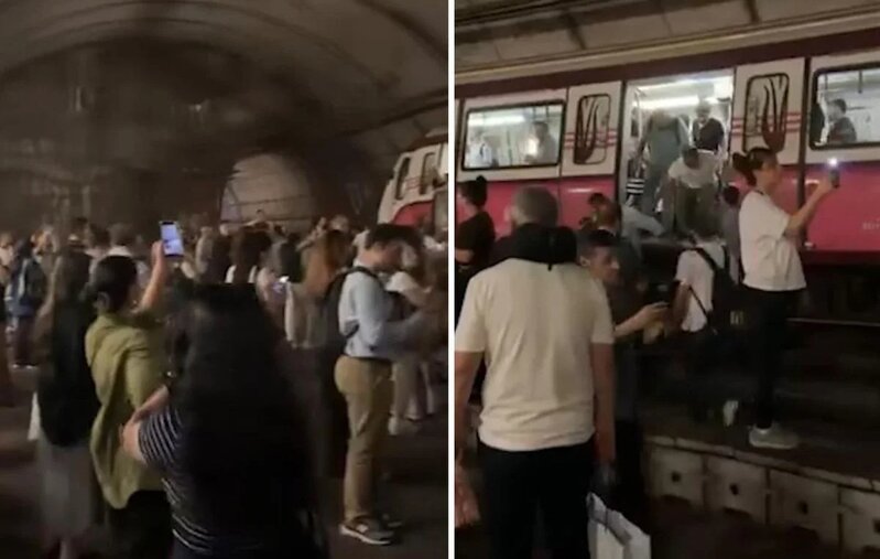 İstanbul metrosunda qatar relsdən çıxdı, sərnişinlər təxliyə olundu - VİDEO