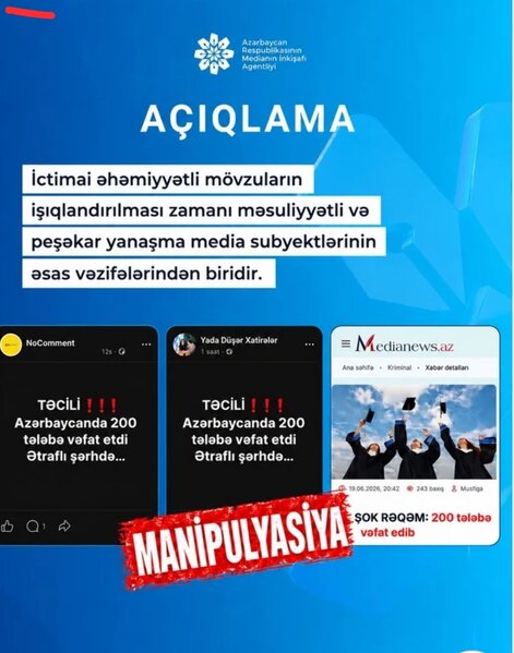 "Azərbaycanda 200 tələbə vəfat edib" məsələsinə RƏSMİ REAKSİYA