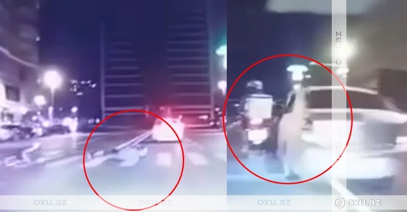 Bakıda minik avtomobili motosikletçini vurdu - ANBAAN GÖRÜNTÜLƏR