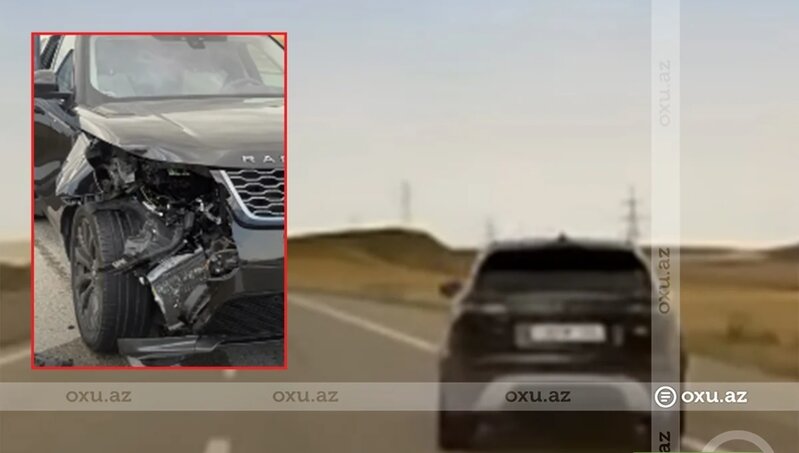 Bakı-Şamaxı yolunda DƏHŞƏT: Qarşıdan gələn avtomobilin təkəri çıxaraq "Range Rover"ə çırpıldı - ANBAAN VİDEO