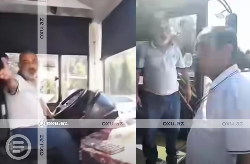 Sumqayıtda avtobus sürücüsü ilə sərnişin arasında mübahisə - VİDEO