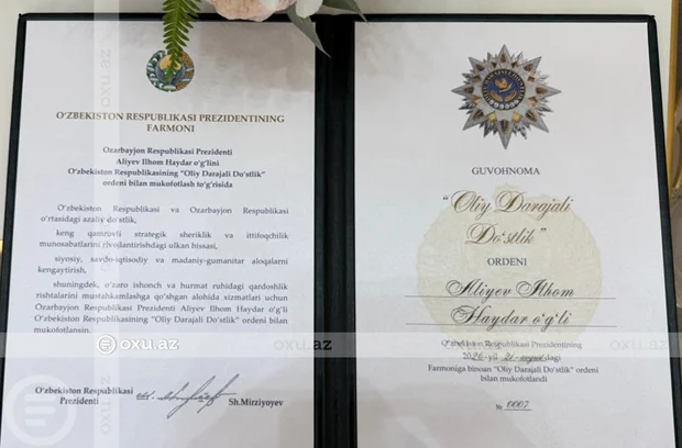 Şavkat Mirziyoyev "Heydər Əliyev" ordeni ilə təltif edilib - FOTO