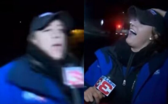 Müxbiri canlı yayımda maşın vurdu - Video