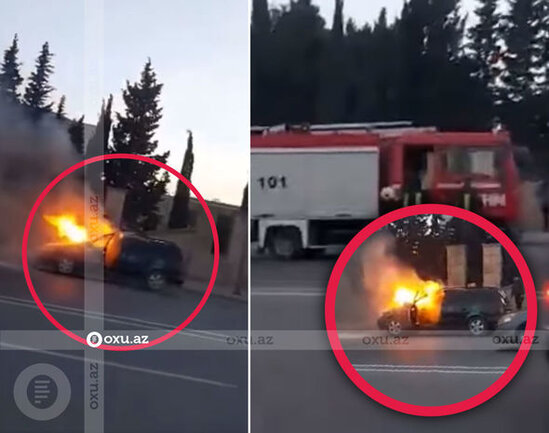 Paytaxtda avtomobil yandı - VİDEO