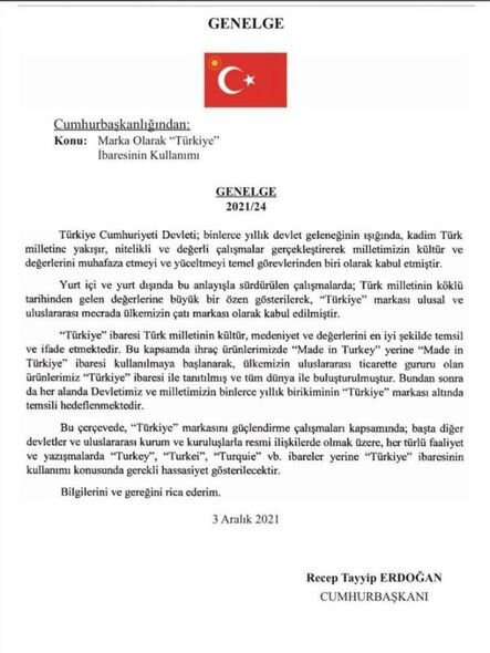 Ərdoğan ölkəsinin brend adını dəyişdi - FOTO