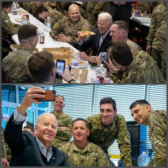 Bayden Polşada hərbçilərlə pizza yedi - Fotolar + Video