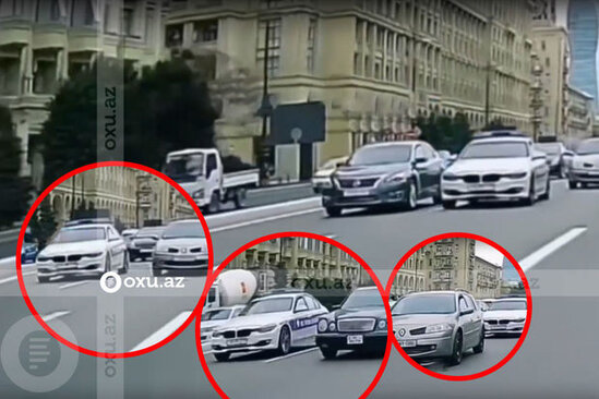 Bakıda yol polisindən təhlükəli manevrlər - VİDEO