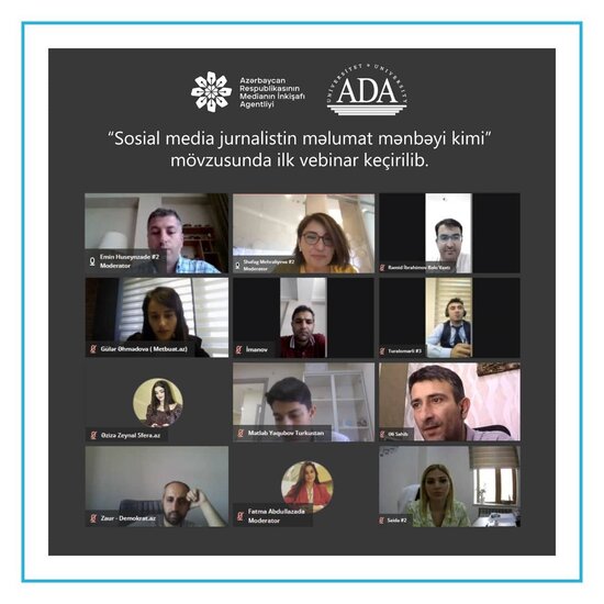 Sosial media jurnalistin məlumat mənbəyi kimi" mövzusunda ilk vebinar keçirilib