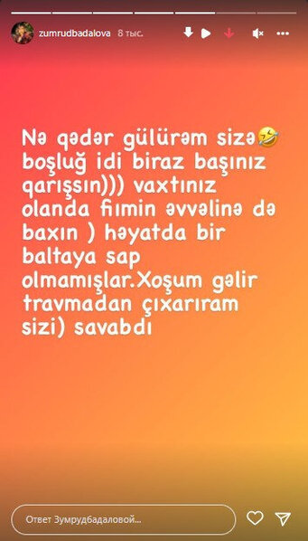 Əhməd Cavadla bağlı sualına görə tənqid olunan Zümrüd: "Təki reklamımız getsin" - FOTO/VİDEO