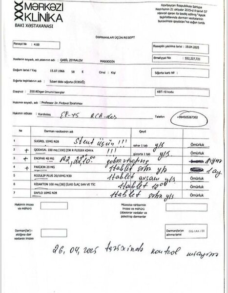 Mərkəzi Klinikada göndərişlə gələn II qrup əlildən ödəniş aldılar: Həkim‐kardioloq Firdovsi İbrahimov müayinədən imtina etdi?