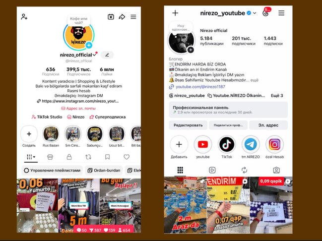 Nirezo Official Azərbaycanın tanınmış endirim bloq səhifəsi