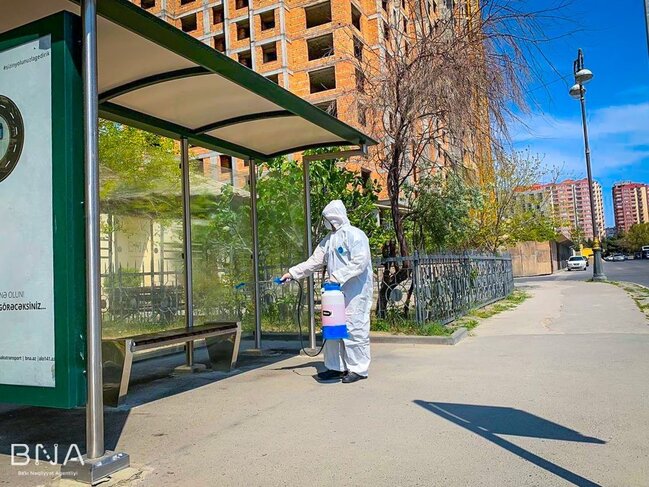 BNA dayanacaq pavilyonlarında dezinfeksiya işləri aparır