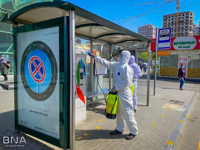 BNA dayanacaq pavilyonlarında dezinfeksiya işləri aparır