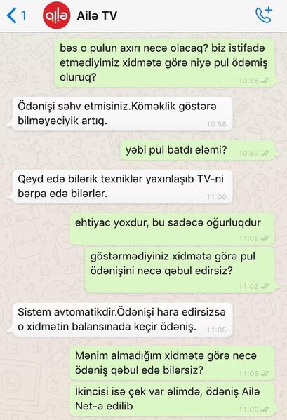 "Ailə TV" abonentdən "oğurluq" edib: Göstərmədiyi xidmətə görə pul alıb - FOTOLAR
