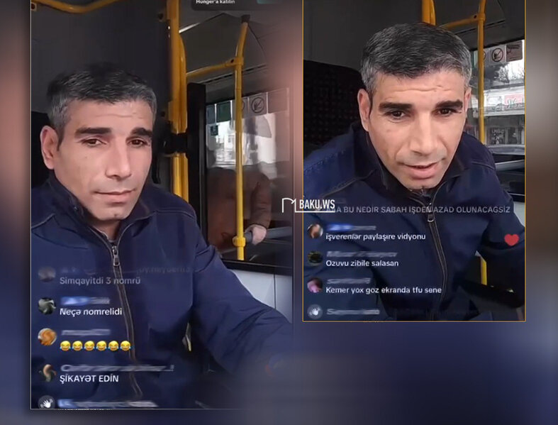 Azərbaycanda avtobus sürücüsü sükan arxasında "TikTok"da canlı açdı - İzləyicilər etiraz etdi - VİDEO