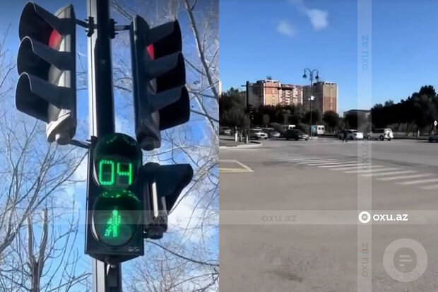 Sumqayıtda piyadaların yolu keçməsi üçün dörd saniyə vaxt verən işıqfor barədə AÇIQLAMA - YENİLƏNİB + VİDEO