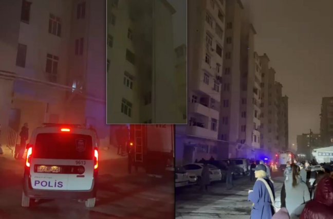 Gecə Bakıda çoxmərtəbəli binada YANĞIN