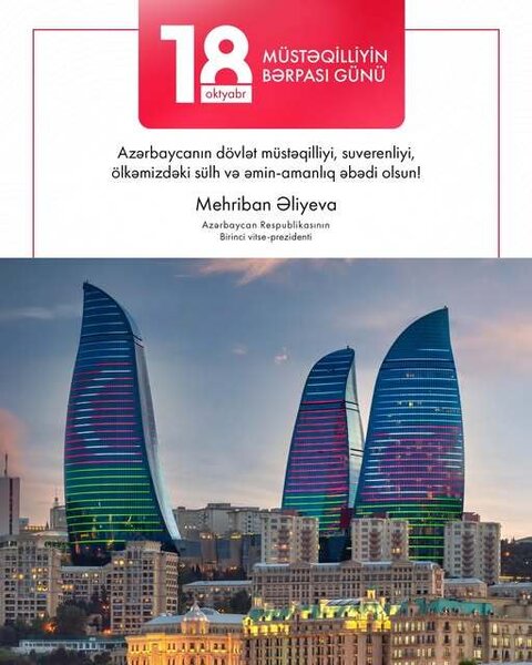 "Ölkəmizdəki sülh və əmin-amanlıq əbədi olsun!" - Mehriban Əliyeva