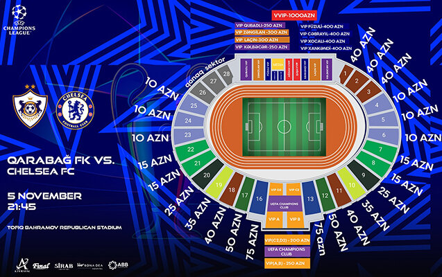 "Qarabağ" – "Çelsi" matçının biletləri satışa çıxarıldı