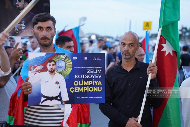 Olimpiadada qızıl medal qazanmış cüdoçular Vətənə qayıdıblar - FOTOLAR