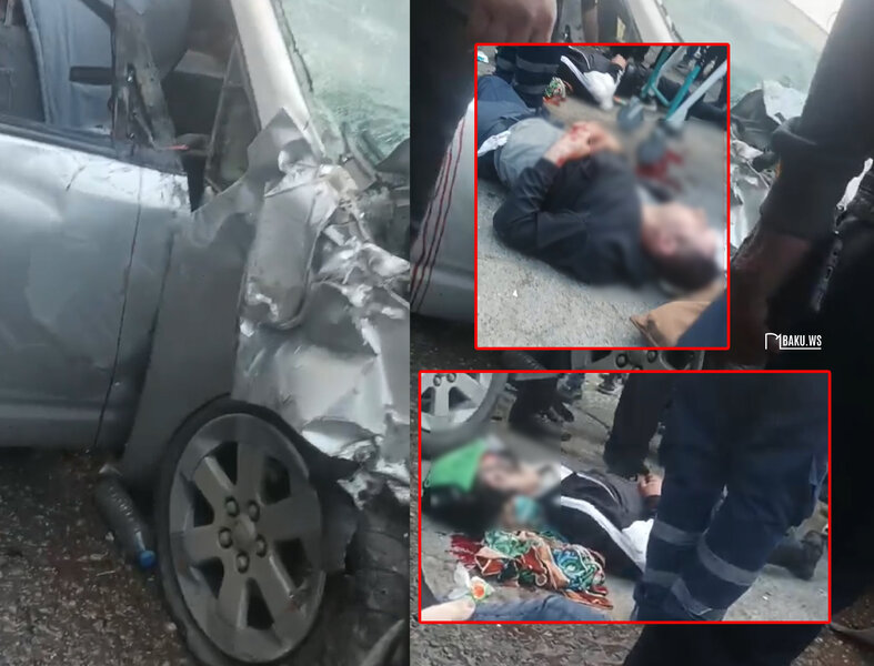 5 nəfərin xəsarət aldığı dəhşətli qəzadan GÖRÜNTÜLƏR - VİDEO