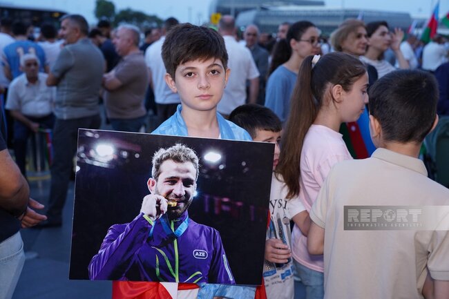 Olimpiadada qızıl medal qazanmış cüdoçular Vətənə qayıdıblar - FOTOLAR