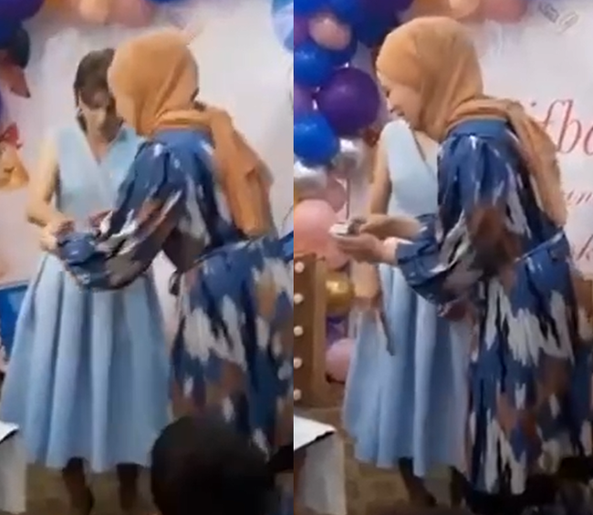 Xırdalanda daha bir məktəbdə müəllimə qızıl zinət əşyası hədiyyə etdilər – VİDEO