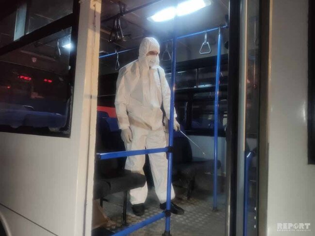 Bakı kəndlərinə işləyən avtobuslar dezinfeksiya olunur - FOTO - VİDEO