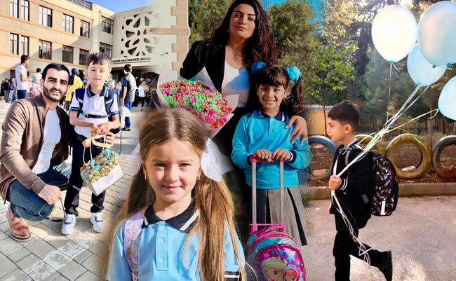 Övladlarını birinci sinfə yola saldılar - Fotolar