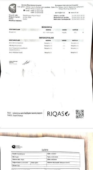 "Avropa Beynəlxalq hospitalı"nda Sevinc Babayeva əməliyyat üçün 1100 manat aldı -"Kəpəz"də Seymur Musayev 2500 manat tələb etdi