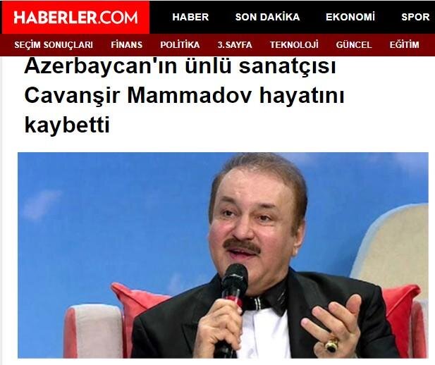 Türk mediası Cavanşir Məmmədovun ölümündən yazdı