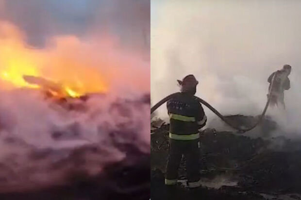 Sumqayıtda yük maşını yanıb