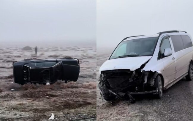 Yol buz bağladı, maşınlar toqquşdu - Zəncirvari qəza+Video