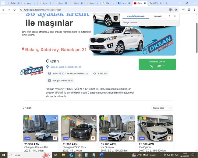 "Okean Avtosalon"unda 1,5 milyon manat vergidən yayınma (YOXLAMA)