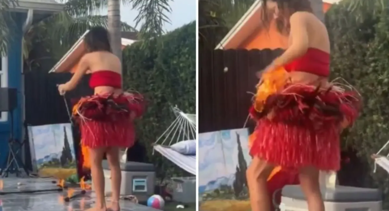 Alovlu şou göstərmək istədi, az qala yanacaqdı