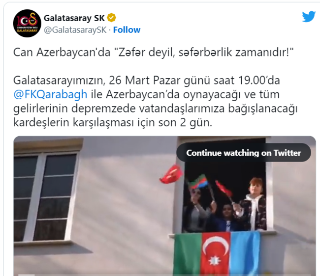 "Azərbaycanda Zəfər deyil, səfərbərlik zamanıdır" - "Qalatasaray"